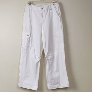 Princess Polly White Wide Leg Patch Pockets Denim Pants Size 4